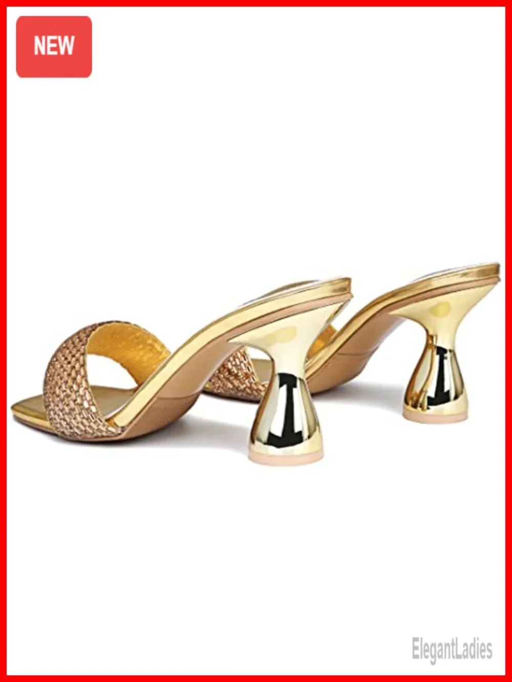 Rhinestone Square Open Toe Kitten Heel Mules Heeled Sandals